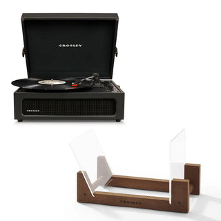 Crosley Voyager Bluetooth Portable Turntable - Black + Bundled Crosley Record Storage Display Stand Crosley