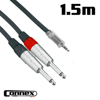 Connex JMJS-1T Dual 1/4" to 3.5mm TRS Jack Aux Cable (1.5m)