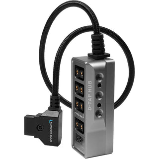 Kondor Blue Male D-Tap to 4-Port Female D-Tap Splitter Hub with Voltmeter (40cm)