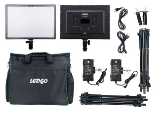 LEDGO Luxpad E268C Twin LED Light Kit with Batteries & Lighting Stands