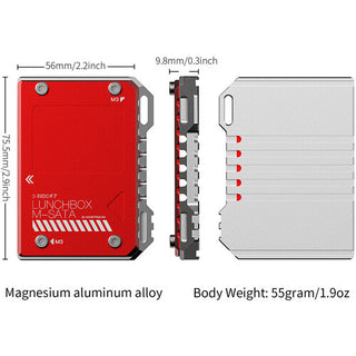 ANDYCINE LunchBox Magnalium Case for mSATA SSD to Atomos Ninja V Attachment (Red)