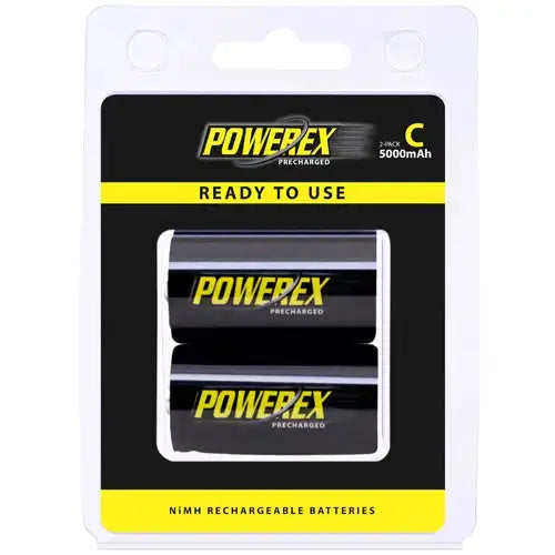 Maha Powerex Precharged Rechargeable C Cell NiMH Batteries (1.2V ...