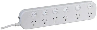 6-Way Powerboard with 6 Switches and Surge Overload Protection