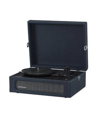 Crosley Voyager Bluetooth Portable Turntable + Bundled Crosley Record Storage Display Stand - Navy Crosley