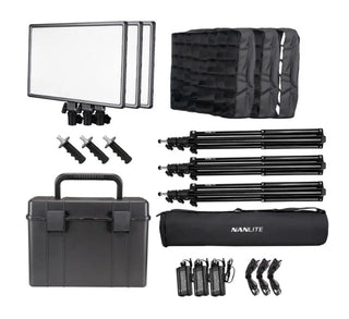 Nanlite Lumipad 25 Soft LED Panel 3 Kit with NP-F Batteries, NP-F Chargers, Lighting Stands, Grids and Hard Case