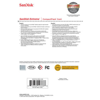 SanDisk 128GB Extreme CompactFlash Memory Card