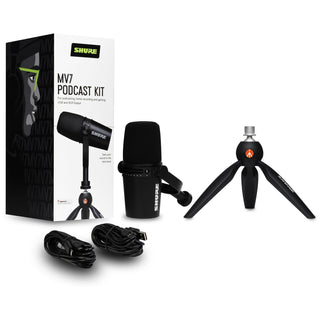 Shure MV7 Podcast Microphone Kit with Mini Tabletop Tripod