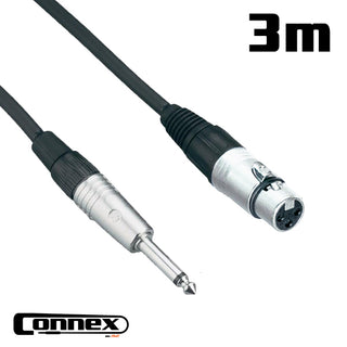 Connex XFJM-3 Pro Audio Cable Female XLR to 1/4 Unbalanced TS (3m)