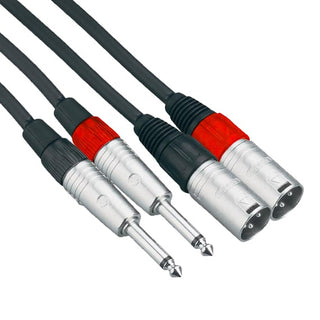 Connex XMJM-1T Pro XLR Male to 6.5mm Jack Male Twin (1.5m)