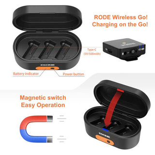 ZGCINE ZG-R30 Charging Case for Rode Wireless GO/Wireless GO II Microphone System