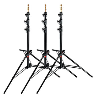 Manfrotto 1005BAC 3-Pack Alu Ranker Air-Cushioned Light Stand Quick Stack (Black, 2.73m)