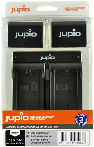 Jupio Pair of NP-FZ100 V3 Batteries & USB Dual Charger Value Pack (2040mAh)