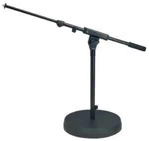 K&M 25960 Low Level Cast-Iron Base Microphone Stand with Telescoping Boom (43cm, Black)