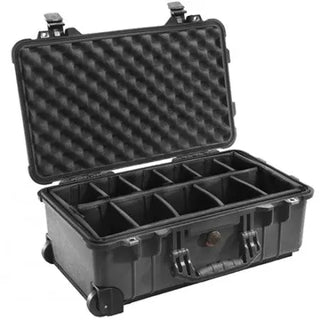 Pelican 1510 Carry On Case with Yellow and Black Divider Set (Black)