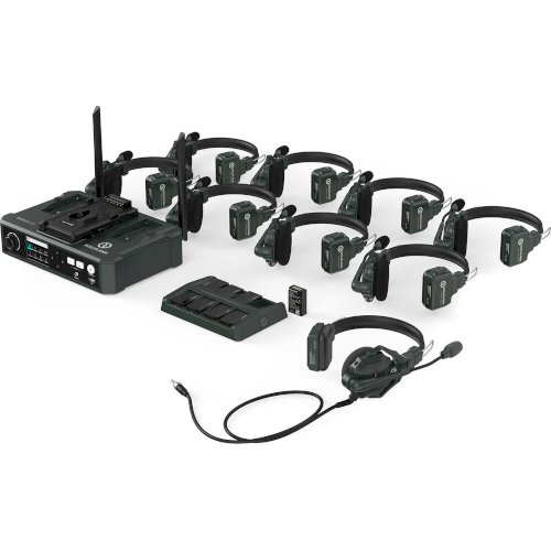 Hollyland Solidcom C1-HUB8S Full-Duplex Wireless DECT Intercom System with 9 Headsets and HUB Base