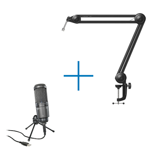 Audio-Technica AT2020USB+ Cardioid Condenser USB Mic + AT8700 Boom Arm Bundle