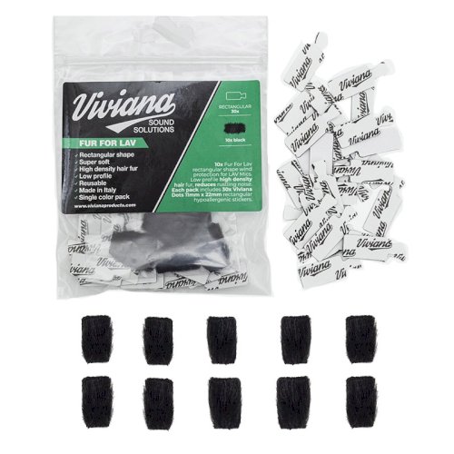 Viviana Fur for Lavalier Microphones (Rectangular, Black)