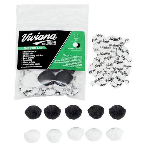 Viviana Fur for Lavalier Microphones (Round, Black & White)