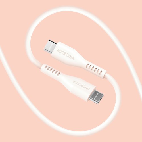 MICRODIA Fruitywire Liquid Silicon PD100W 1.3m USB-C to USB-C Cable - Pearl White