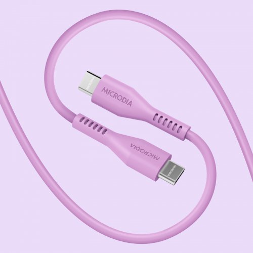 MICRODIA Fruitywire Liquid Silicon PD100W 1.3m USB-C to USB-C Cable - Lavender